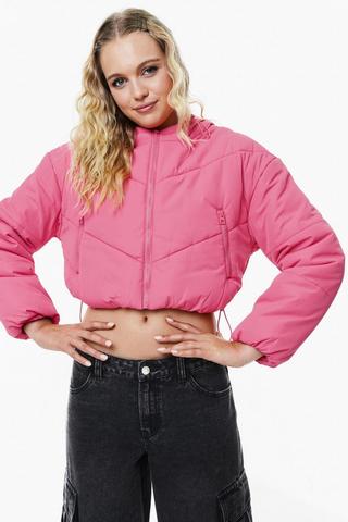 Cropped Hooded Puffer Jacket