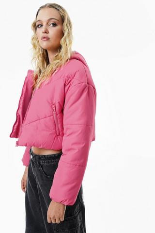 Cropped Hooded Puffer Jacket