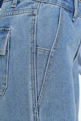 Wide-Leg Cargo Denim