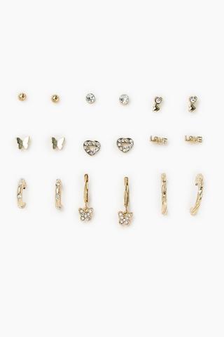 9 Pack Stud Earrings