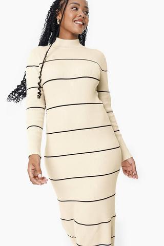 Stripe Knit Bodycon Dress