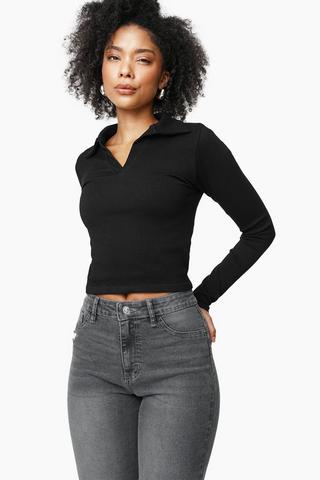 Johnny Collar Seamless Stripe Top