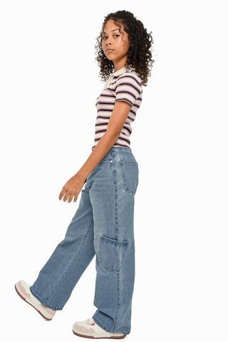 Wide-Leg Cargo Denim