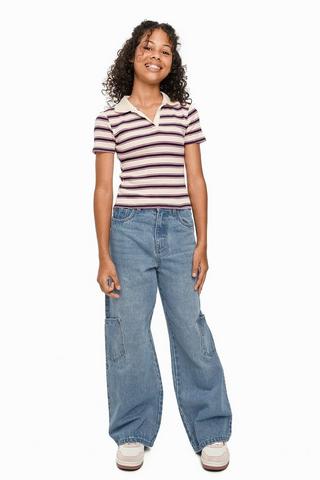 Wide-Leg Cargo Denim