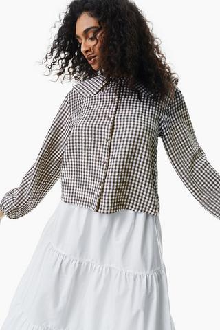Check Print Blouse