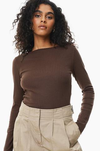 Fitted Boat Neck Top