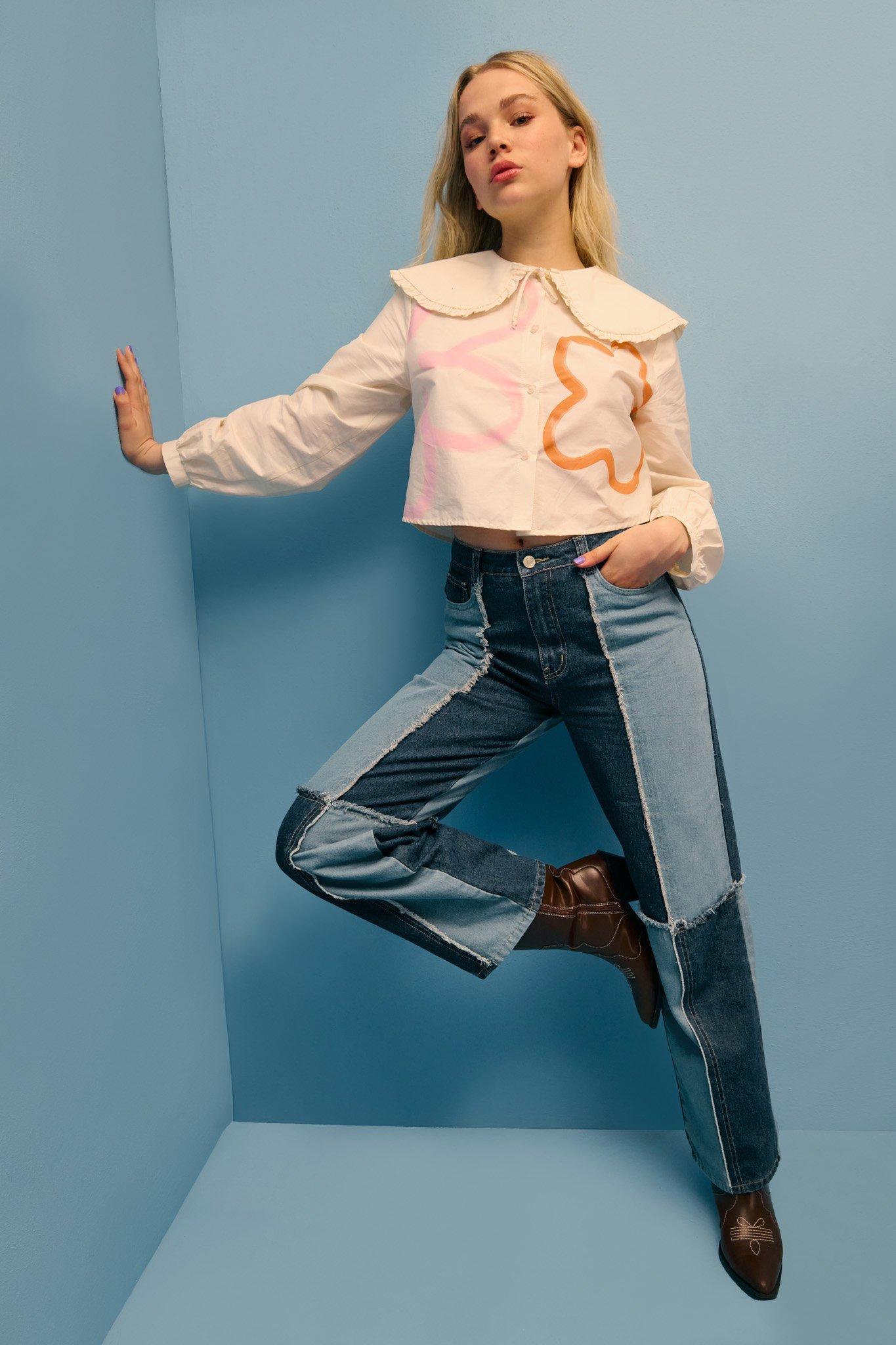 Tommy Hilfiger STRAIGHT HW - Straight leg jeans - pat/blauw denim