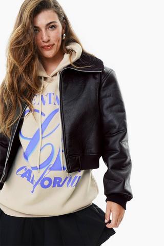 Pleather Aviator Jacket