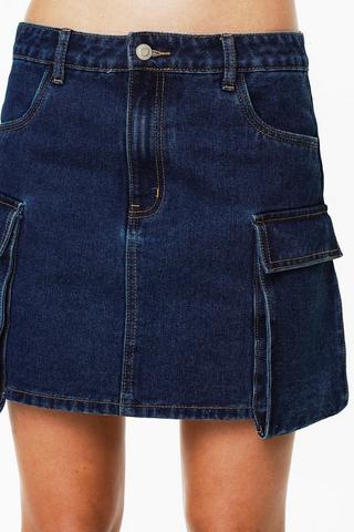 Utility Denim Skirt