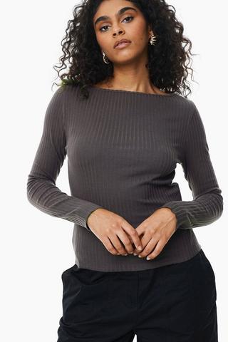 Fitted Boat Neck Top