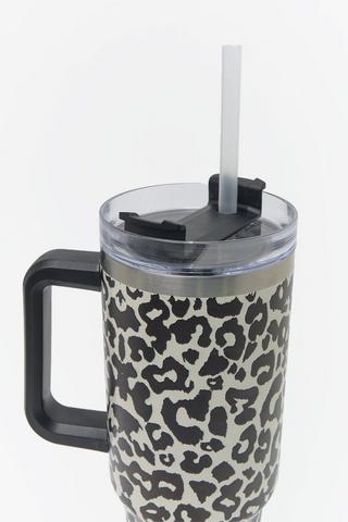 Leopard Print Straw Cup - 1200ml