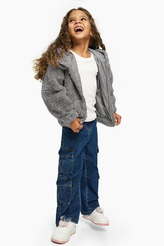 Wide-Leg Cargo Denim