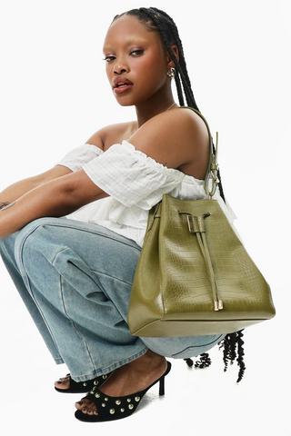 Crocodile Skin Bucket Bag