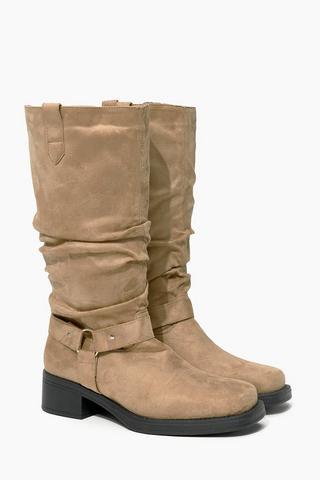 Buckle Detail High Leg Boot