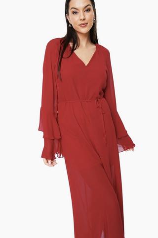 Ruffle Detail Trapeze Dress