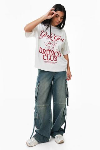 Wide Leg Cargo Denim