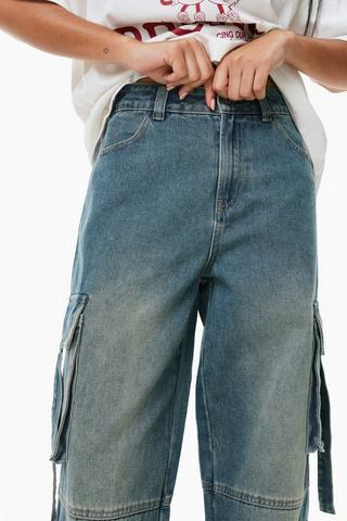 Wide Leg Cargo Denim
