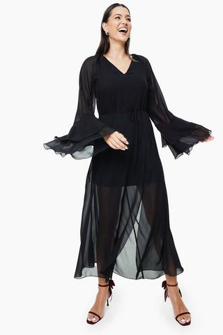 Ruffle Detail Trapeze Dress