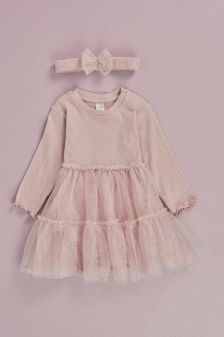 Long Sleeve Dress And Headband Set