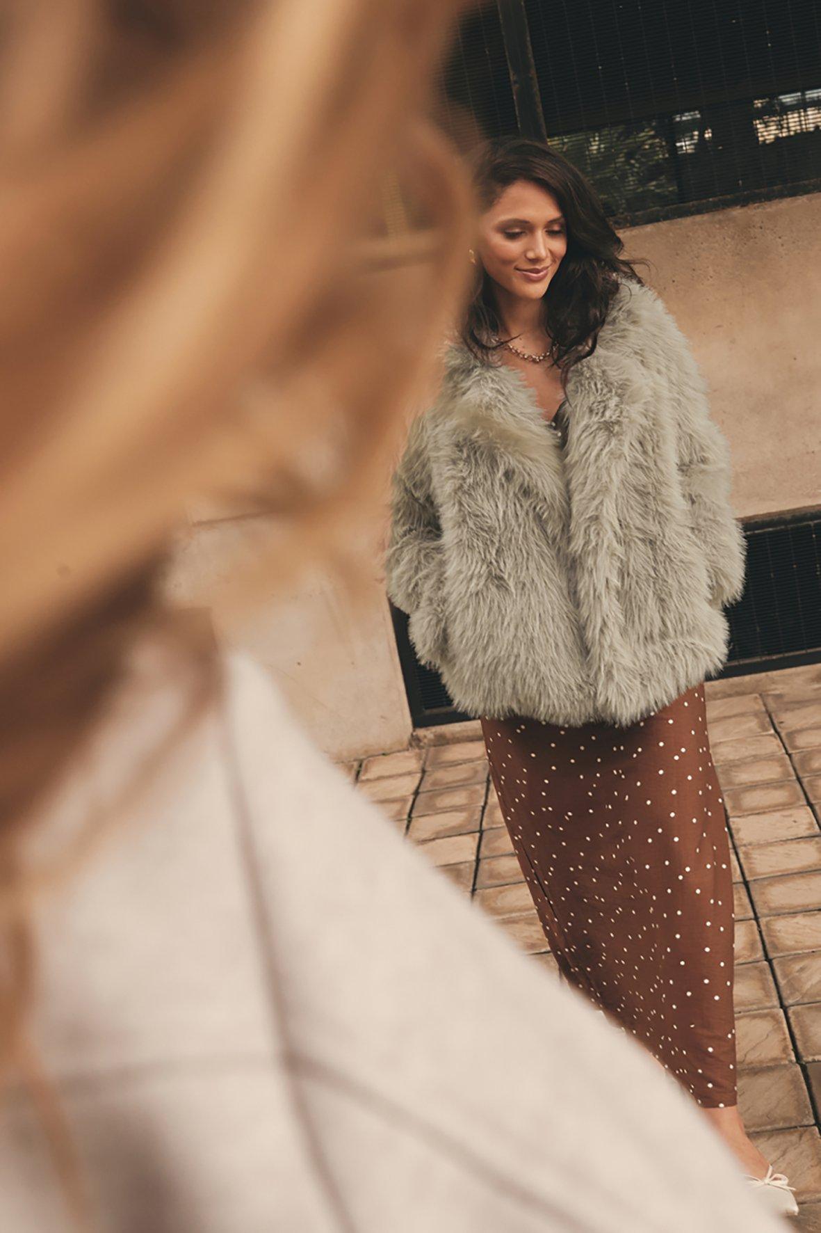 Faux Fur Button Front Jacket