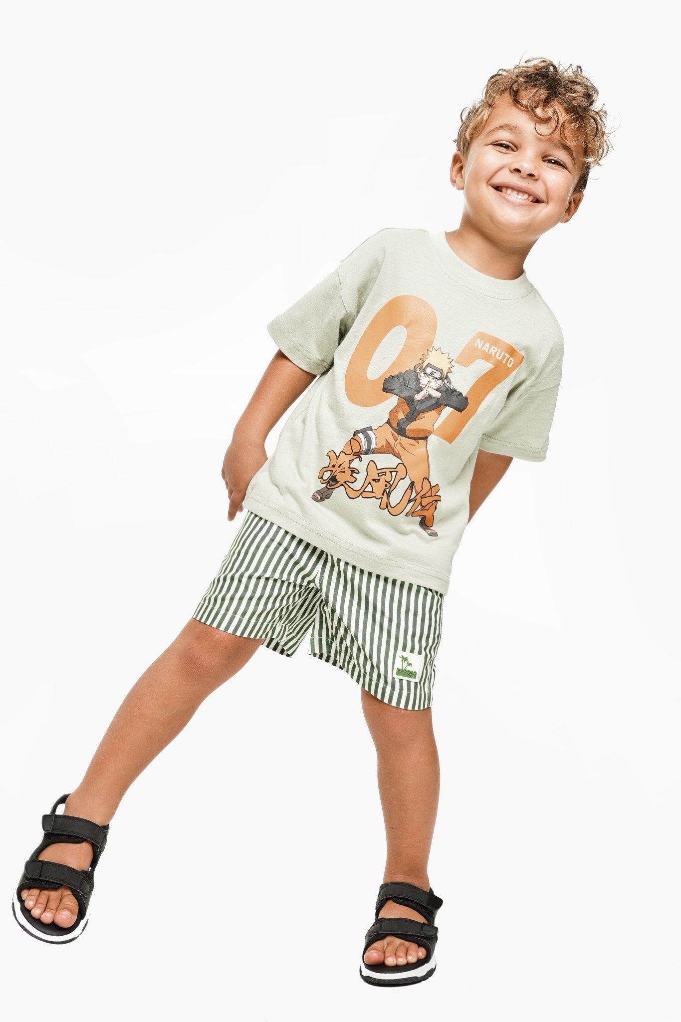 Stripe Print Shirt & Swim Shorts