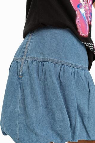 Denim Bubble Hem Skirt