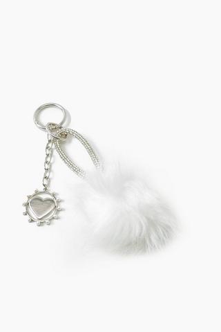Keyring - Fluffy Ball and Heart