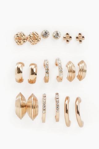 9 Pack Hoop And Stud Earrings