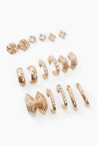 9 Pack Hoop And Stud Earrings