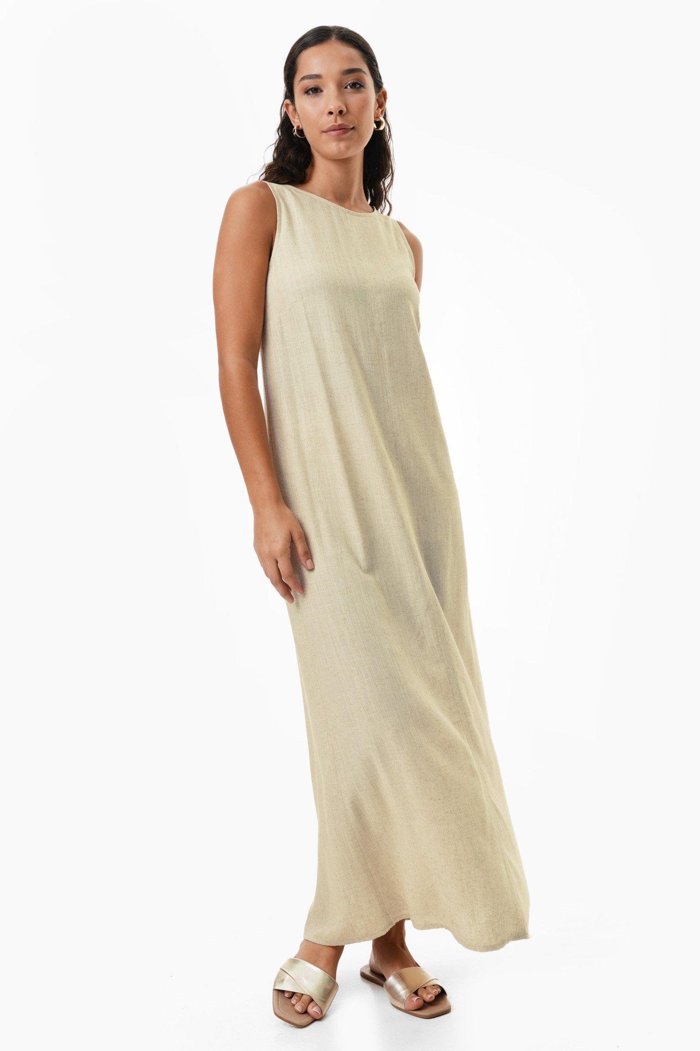 Until Then Linen Pleat Detail Tank Dress main image 0