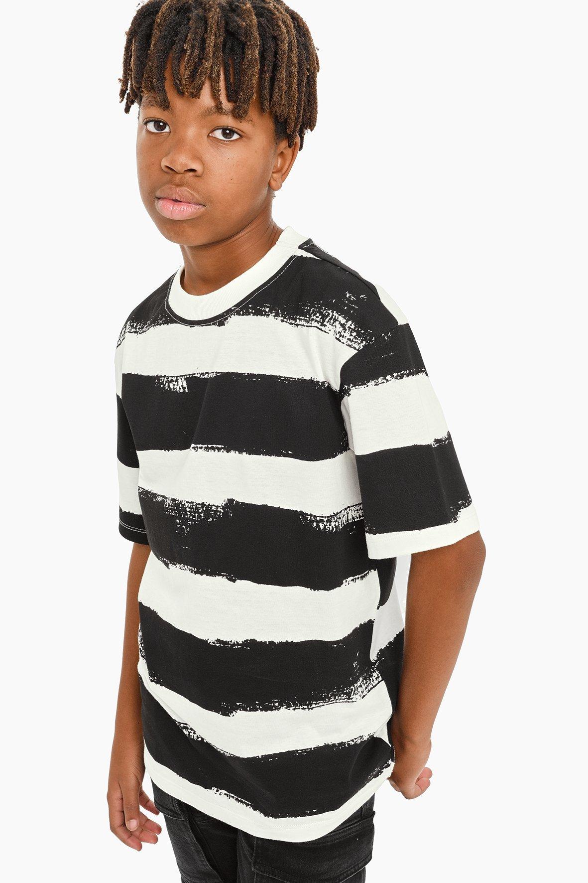 0040~printed striped t-shirt main image 1