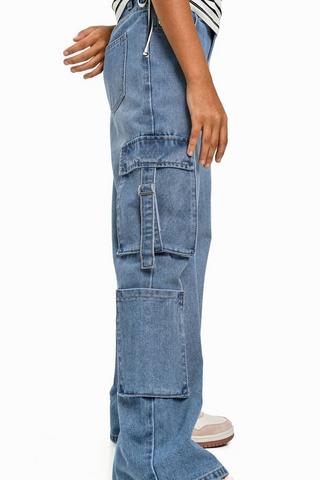 Wide-Leg Cargo Denim
