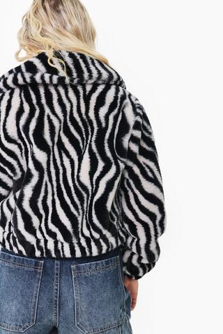 Zebra Faux Fur Jacket