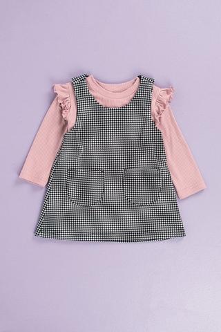 Check Pinafore Dress And Long Sleeve Top Set