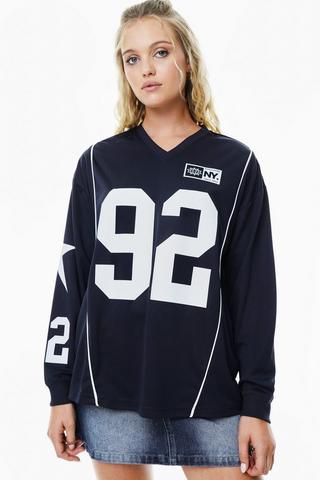 Oversized Long Sleeve Football T-Shirt