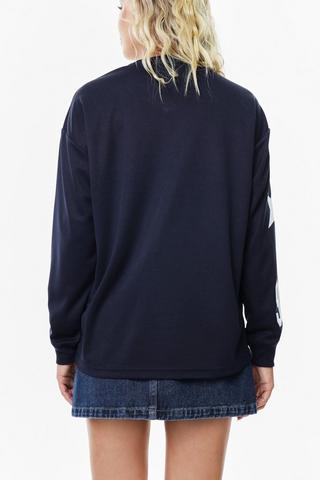 Oversized Long Sleeve Football T-Shirt