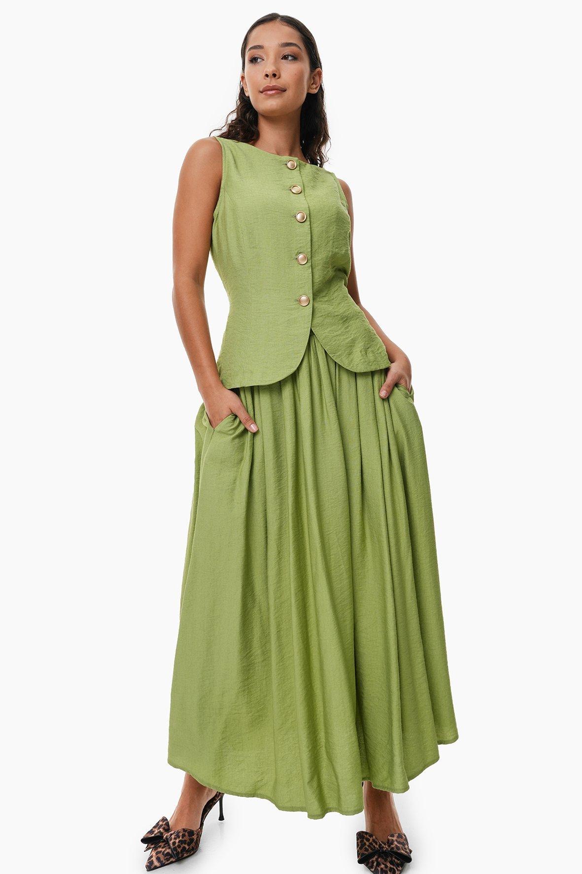 Midi Solid Color Regular Skirt ber23y3120