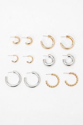 6 Pack Hoop Earrings