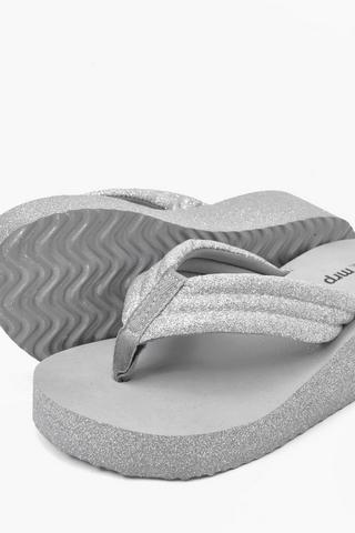 SLOP WEDGE SILVER GLITTER