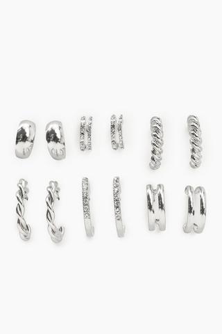 6 Pack Hoop Earrings