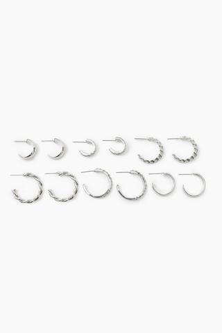 6 Pack Hoop Earrings