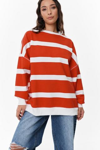 Oversized Stripe Sweat Top