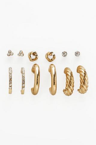 6 Pack Stud And Hoop Earrings