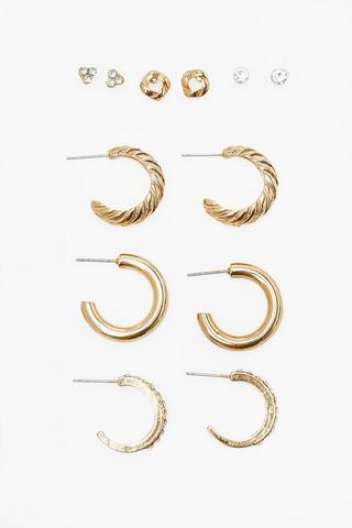 6 Pack Stud And Hoop Earrings