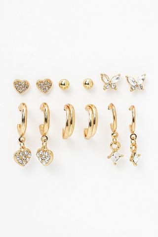 6 Pack Hoop And Stud Earrings