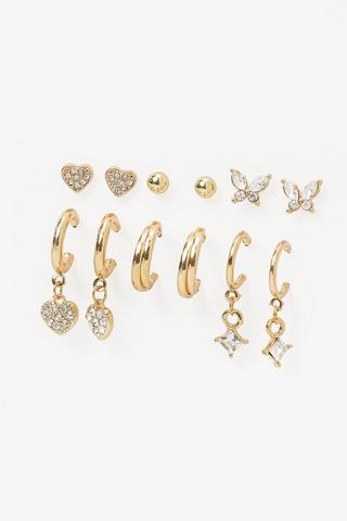 6 Pack Hoop And Stud Earrings