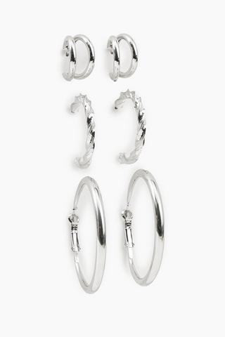 3 Pack Hoop Earrings