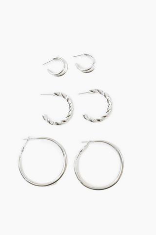 3 Pack Hoop Earrings