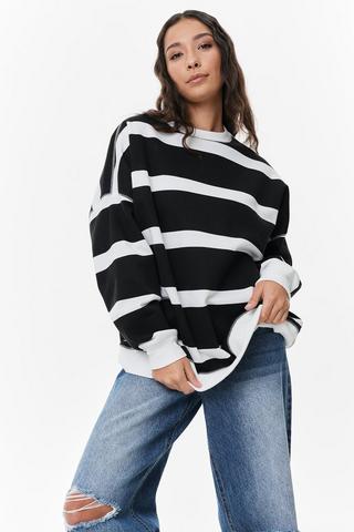 Oversized Stripe Sweat Top
