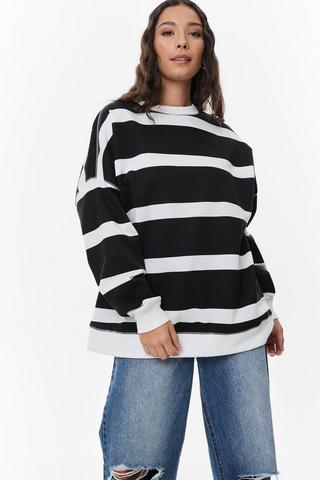 Oversized Stripe Sweat Top